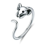 S925 Sterlingsilber offener Ring Neujahrs-Zodiac-Rattenring, SCR632