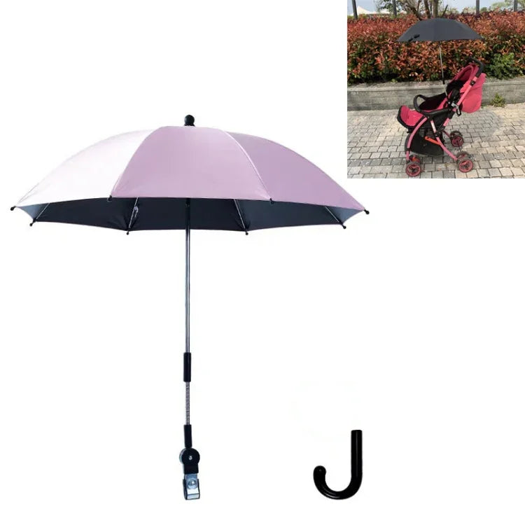 Kinderwagen Universal-Kinderwagen-Sonnenschirm, Sonnenschutz Baby-Artefakt Vinyl Anti-UV Universal-Clip Sonnen- und Regenschirm, Rosa, Grau, Blau, Schwarz