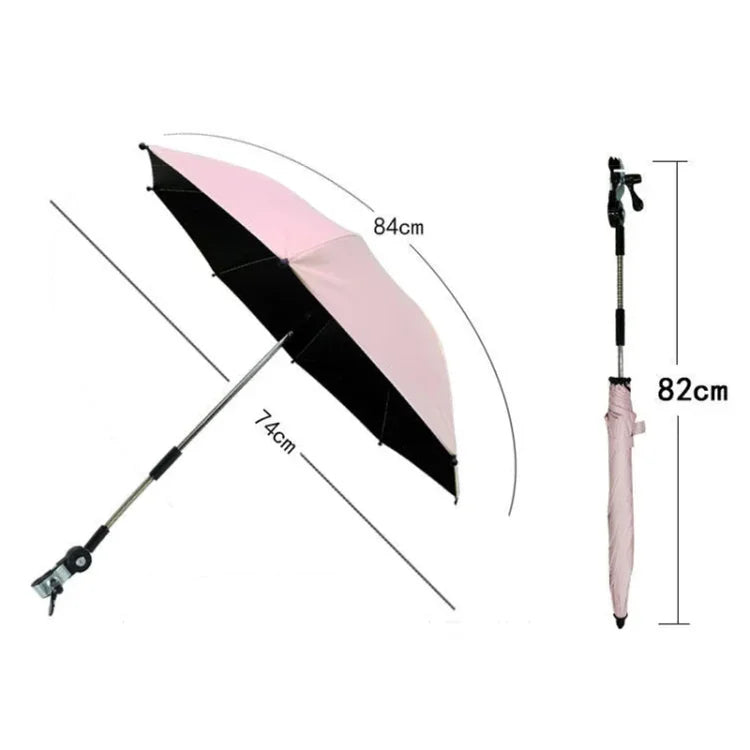 Kinderwagen Universal-Kinderwagen-Sonnenschirm, Sonnenschutz Baby-Artefakt Vinyl Anti-UV Universal-Clip Sonnen- und Regenschirm, Rosa, Grau, Blau, Schwarz