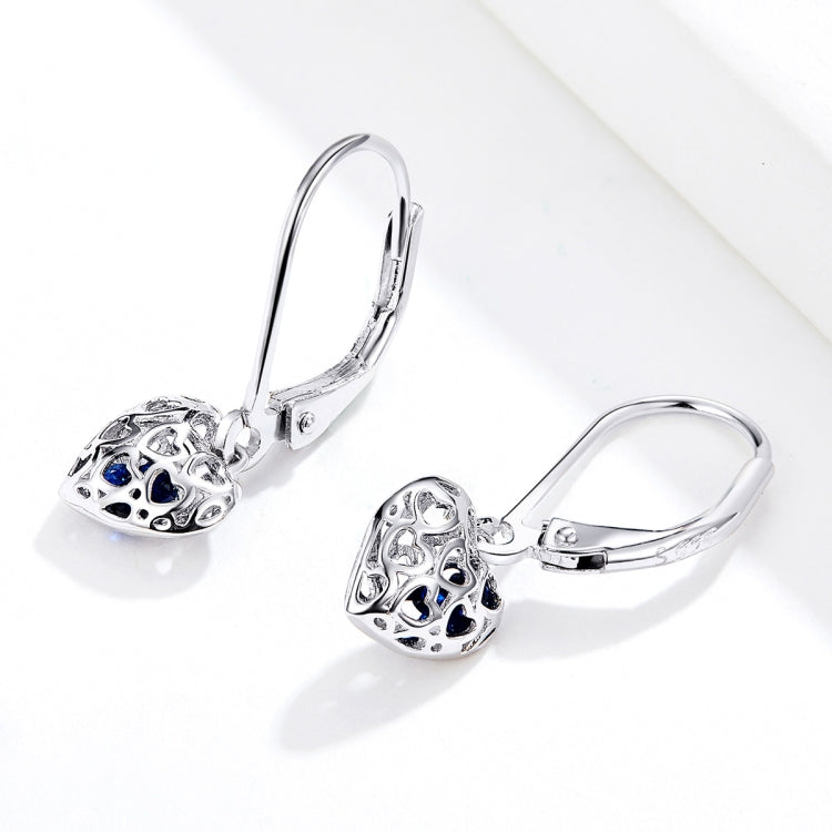 S925 Sterling-Silber-Ohrstecker hohle herzförmige Ohrringe schlichte platinbeschichtete Ohrringe, SCE746