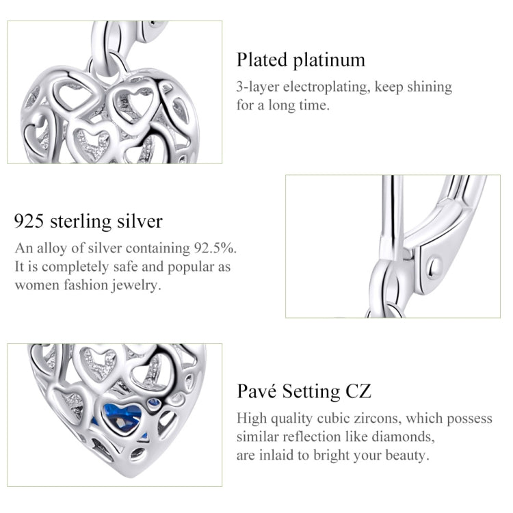 S925 Sterling-Silber-Ohrstecker hohle herzförmige Ohrringe schlichte platinbeschichtete Ohrringe, SCE746