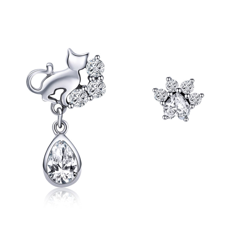 S925 Sterling-Silber Katzen-Ohrringe im Retro-Stil für Damen, SCE424