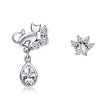 S925 Sterling-Silber Katzen-Ohrringe im Retro-Stil für Damen, SCE424