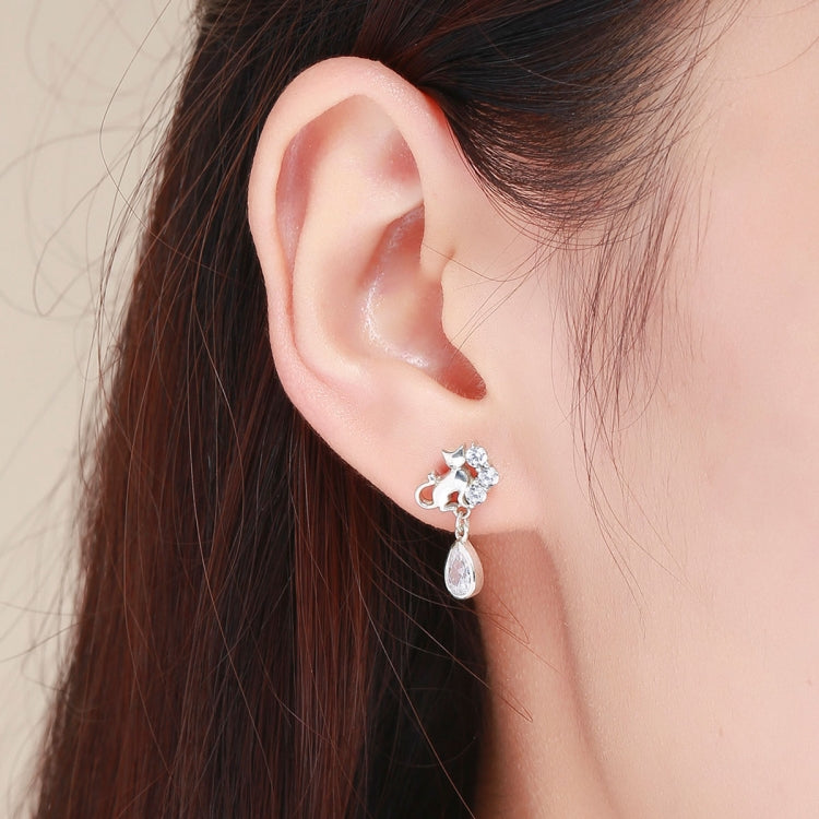 S925 Sterling-Silber Katzen-Ohrringe im Retro-Stil für Damen, SCE424