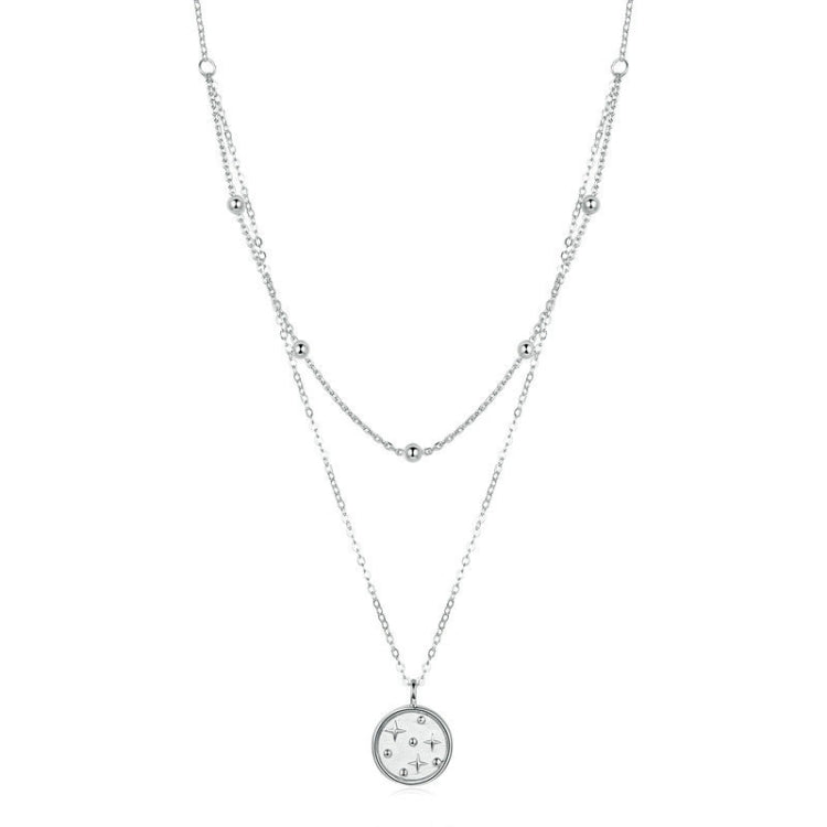Halskette aus 925er Sterlingsilber, platiniert, doppellagig, kleiner Stern, hellsilbern, SCN365