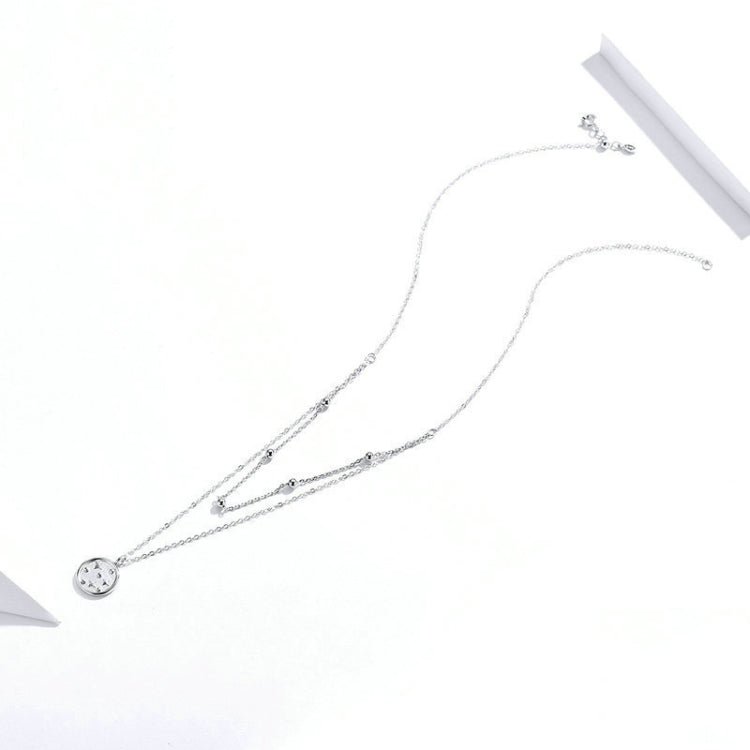 Halskette aus 925er Sterlingsilber, platiniert, doppellagig, kleiner Stern, hellsilbern, SCN365