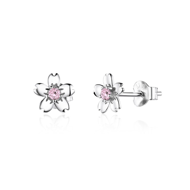 Sterling Silber Blumenohrringe S925 Temperament Schlichte Zirkon-Ohrringe, SCE784