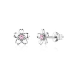 Sterling Silber Blumenohrringe S925 Temperament Schlichte Zirkon-Ohrringe, SCE784