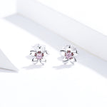 Sterling Silber Blumenohrringe S925 Temperament Schlichte Zirkon-Ohrringe, SCE784