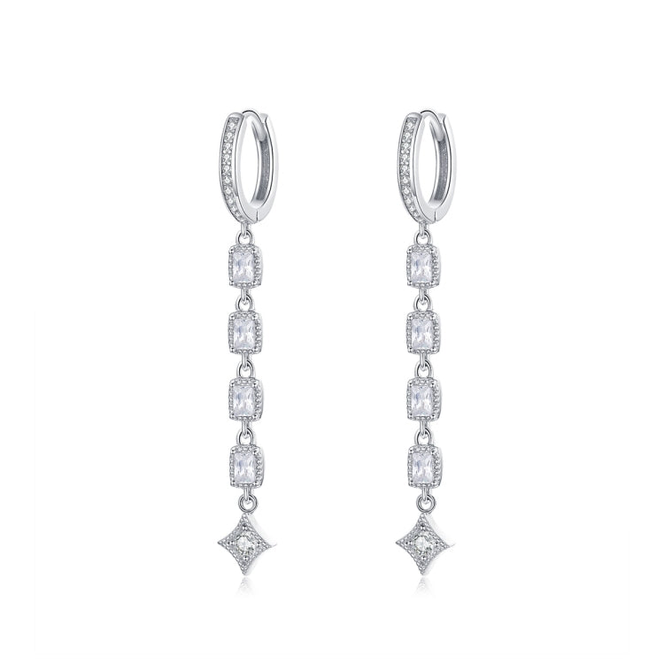 Zirkon Ohrringe Lang Sterling Silber S925 Platinbeschichtete Ohrringe, SCE583