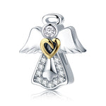 S925 Sterling Silber Schutzengel Anhänger Diamant Tropfenöl Schmuck DIY Armband Zubehör