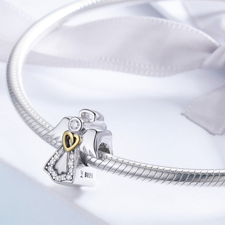 S925 Sterling Silber Schutzengel Anhänger Diamant Tropfenöl Schmuck DIY Armband Zubehör