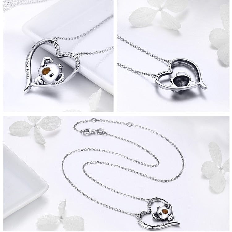 Niedliche Koala S925 Sterlingsilber Damenkette, SCN256