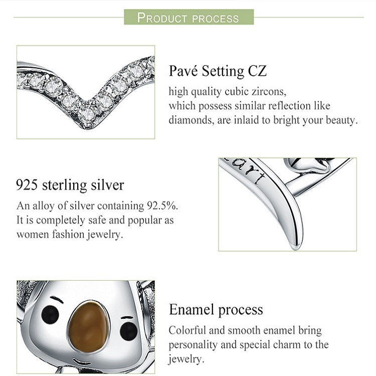 Niedliche Koala S925 Sterlingsilber Damenkette, SCN256