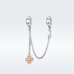 S925 Sterlingsilber Platin plattierte Kleeblatt Sicherheitskette DIY Armband Zubehör, SCC1261