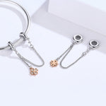 S925 Sterlingsilber Platin plattierte Kleeblatt Sicherheitskette DIY Armband Zubehör, SCC1261
