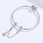 S925 Sterlingsilber Platin plattierte Kleeblatt Sicherheitskette DIY Armband Zubehör, SCC1261