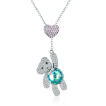 Niedlicher Bär S925 Sterlingsilber Roségold plattierte Zirkon Halskette, SCN271