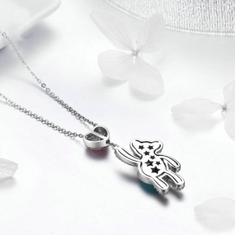 Niedlicher Bär S925 Sterlingsilber Roségold plattierte Zirkon Halskette, SCN271
