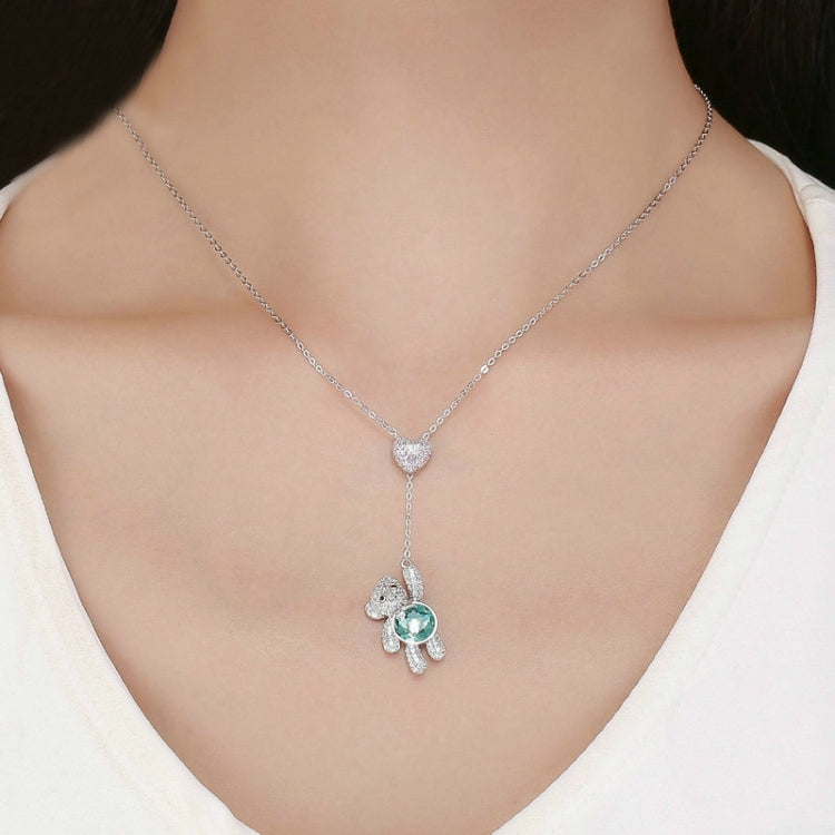 Niedlicher Bär S925 Sterlingsilber Roségold plattierte Zirkon Halskette, SCN271