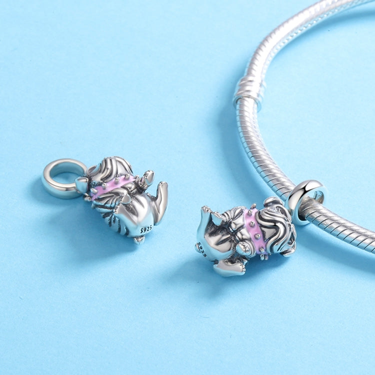 S925 Sterlingsilber Perlen Bulldoggen Charm Armband Zubehör, SCC552