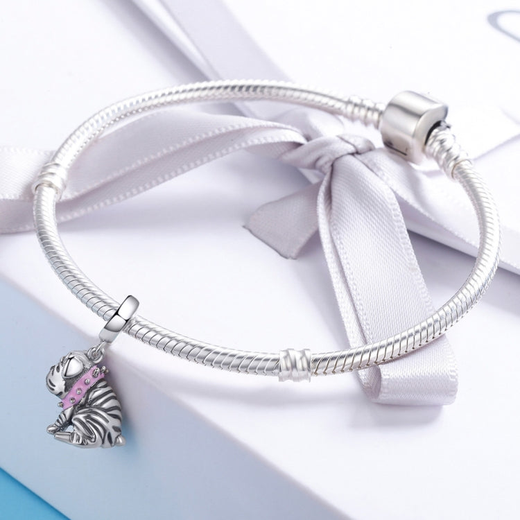 S925 Sterlingsilber Perlen Bulldoggen Charm Armband Zubehör, SCC552