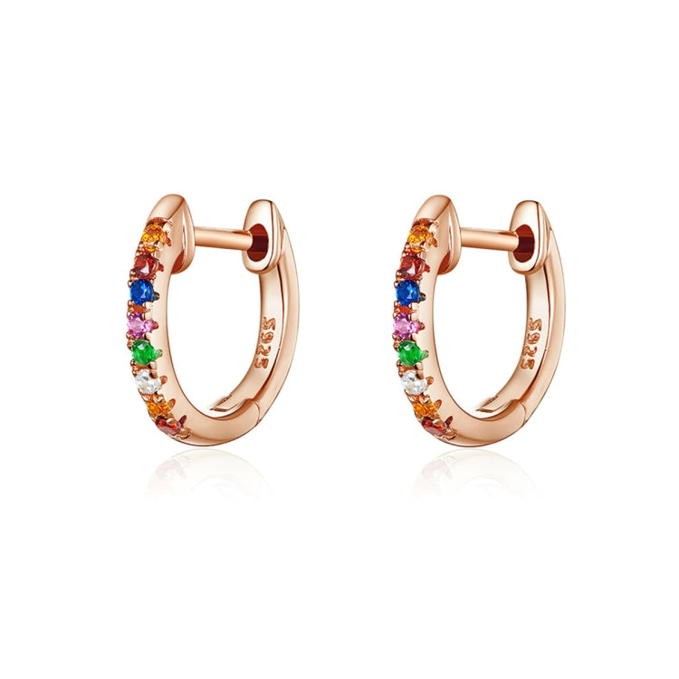 Regenbogen-Ohrringe aus Sterlingsilber S925 Zirkon-Ohrringe, Roségold, Gold, Weiß