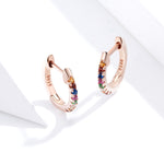 Regenbogen-Ohrringe aus Sterlingsilber S925 Zirkon-Ohrringe, Roségold, Gold, Weiß