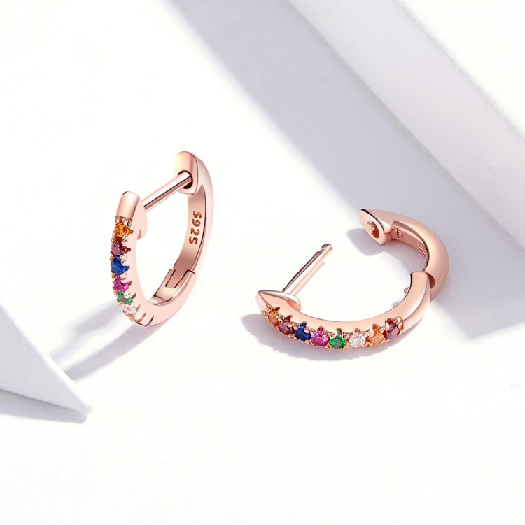 Regenbogen-Ohrringe aus Sterlingsilber S925 Zirkon-Ohrringe, Roségold, Gold, Weiß