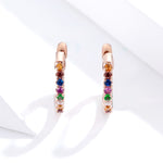 Regenbogen-Ohrringe aus Sterlingsilber S925 Zirkon-Ohrringe, Roségold, Gold, Weiß