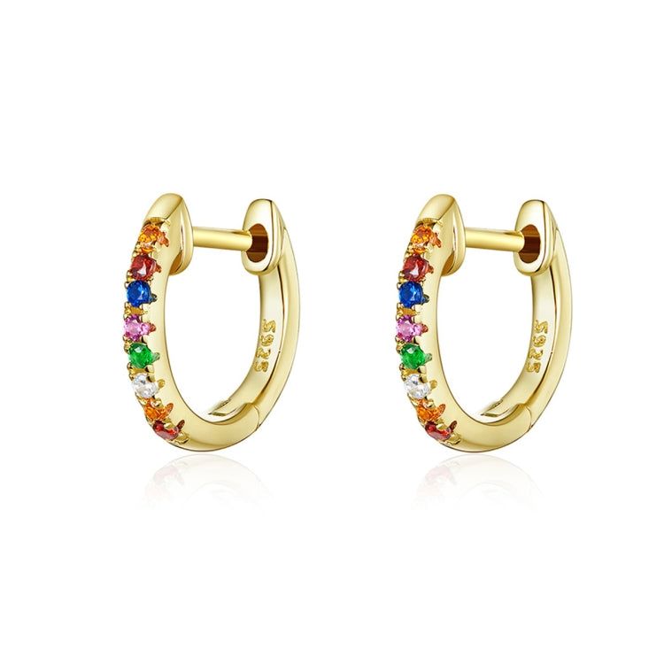 Regenbogen-Ohrringe aus Sterlingsilber S925 Zirkon-Ohrringe, Roségold, Gold, Weiß