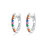 Regenbogen-Ohrringe aus Sterlingsilber S925 Zirkon-Ohrringe, Roségold, Gold, Weiß