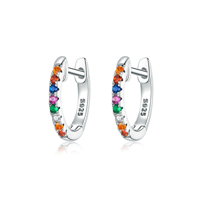Regenbogen-Ohrringe aus Sterlingsilber S925 Zirkon-Ohrringe, Roségold, Gold, Weiß