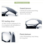 Football Love S925 Sterling Silver Platinum Plated Pendant Loose Beads, SCC666
