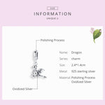 S925 Sterlingsilber Anhänger Drache Dinosaurier Charm DIY Armband Zubehör, SCC1322
