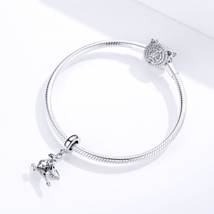 S925 Sterlingsilber Anhänger Drache Dinosaurier Charm DIY Armband Zubehör, SCC1322