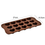 8 Stück Silikon-Form in Herzform mit 15 Fächern für Kuchen, Schokolade, Eiswürfel, Herzform (Braun)