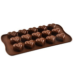 8 Stück Silikon-Form in Herzform mit 15 Fächern für Kuchen, Schokolade, Eiswürfel, Herzform (Braun)