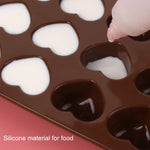8 Stück Silikon-Form in Herzform mit 15 Fächern für Kuchen, Schokolade, Eiswürfel, Herzform (Braun)