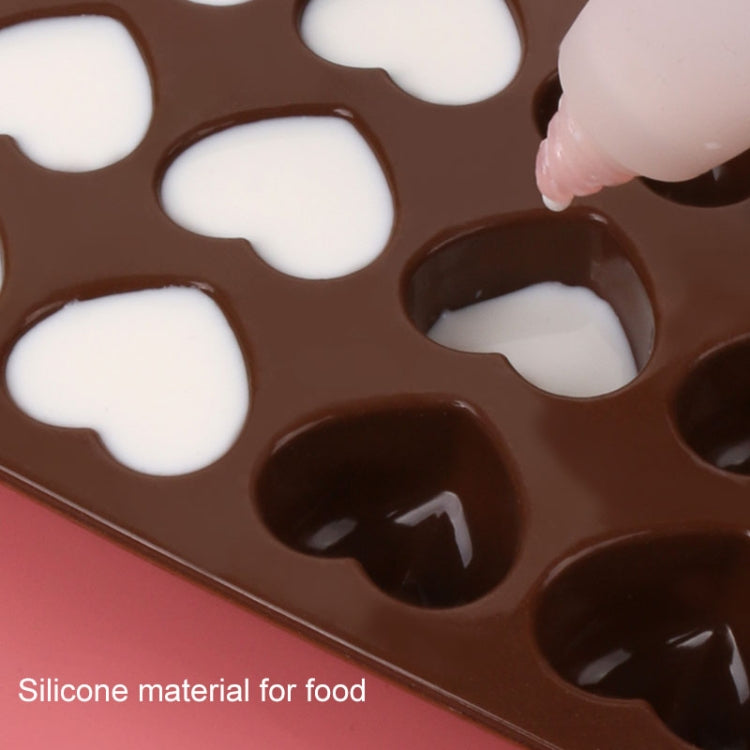 8 Stück Silikon-Form in Herzform mit 15 Fächern für Kuchen, Schokolade, Eiswürfel, Herzform (Braun)