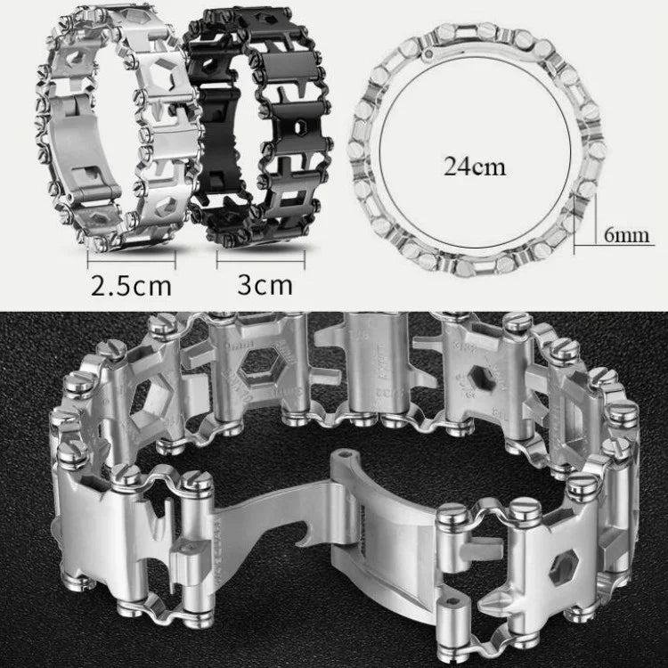 Multifunktionales Edelstahl-Outdoor-Überlebenswerkzeug-Armband für Herren