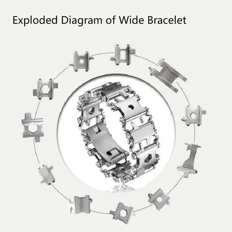 Multifunktionales Edelstahl-Outdoor-Überlebenswerkzeug-Armband für Herren