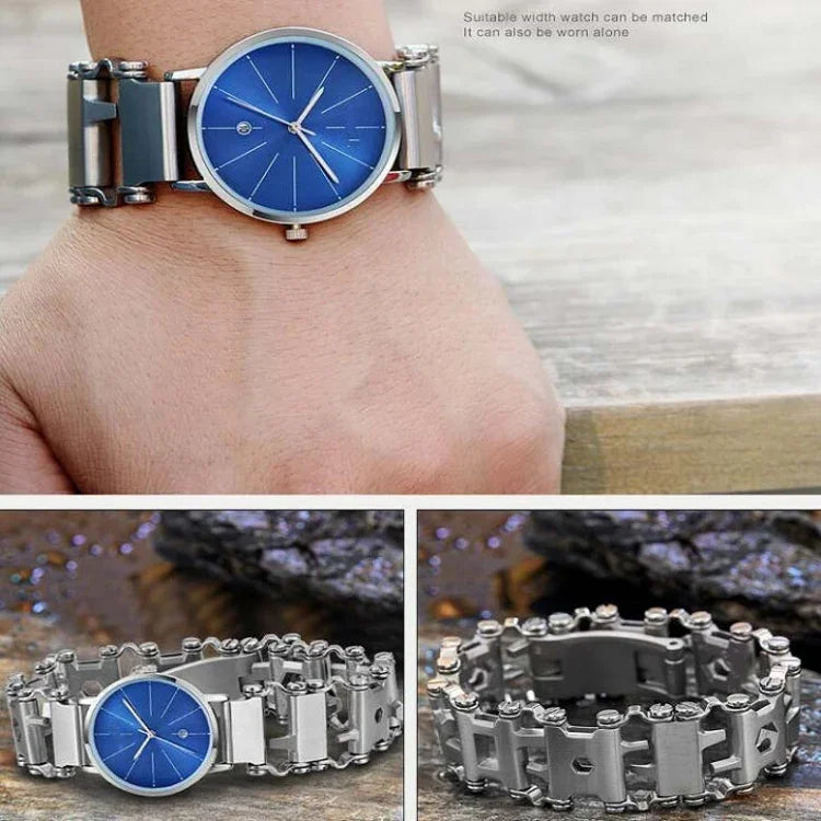 Multifunktionales Edelstahl-Outdoor-Überlebenswerkzeug-Armband für Herren