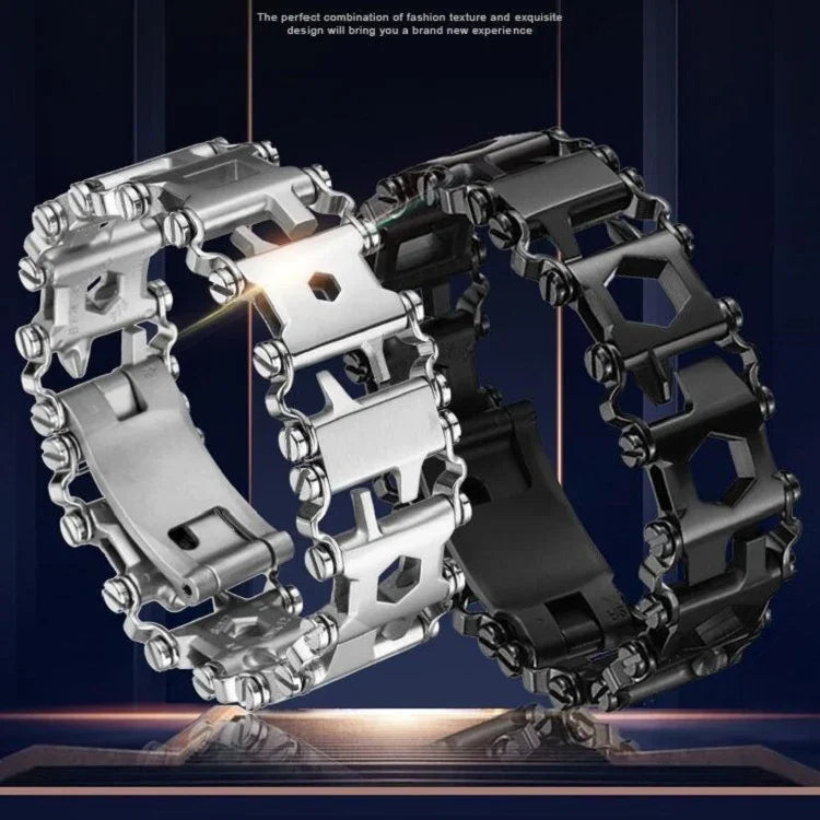 Multifunktionales Edelstahl-Outdoor-Überlebenswerkzeug-Armband für Herren