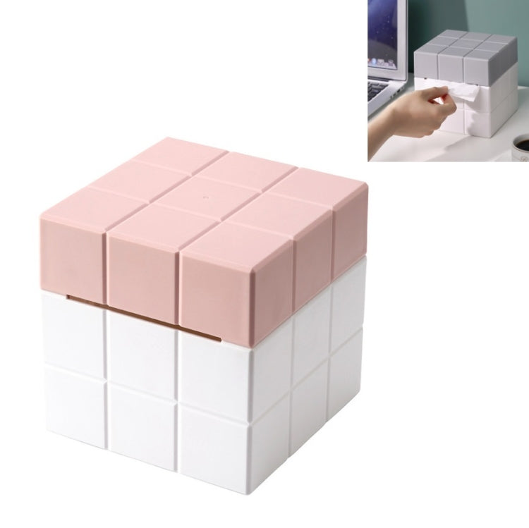 Würfel-Kosmetiktuchbox Schreibtisch-Aufbewahrungsbox, Reinweiß, Weiß+Grau, Weiß+Pink, Weiß+Blau