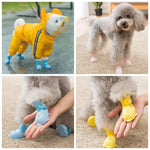 4er-Set Hundeschuhe mit Cartoon-Motiv, wasserdichte Silikon-Regenstiefel für Haustiere, Größen: S, M, L