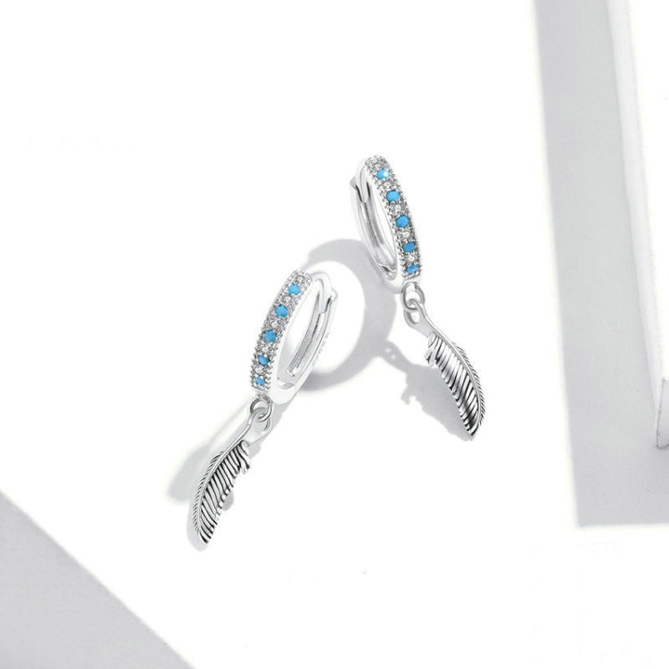 S925 Sterlingsilber Feder Ohrringe, SCE898