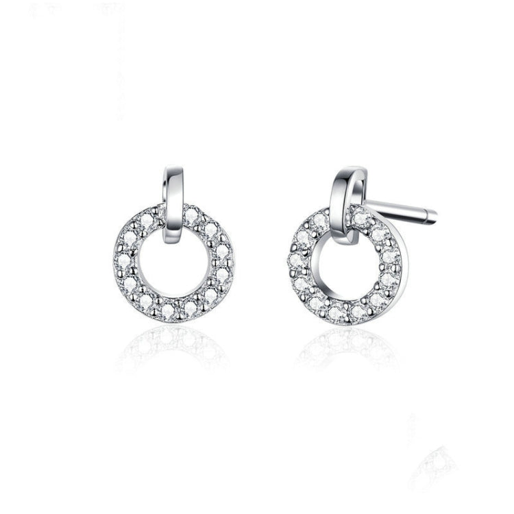 S925 Sterlingsilber Kleine Kreis Ohrringe Platinbeschichtet Zirkon Silber Ohrringe, SCE767