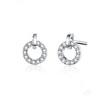 S925 Sterlingsilber Kleine Kreis Ohrringe Platinbeschichtet Zirkon Silber Ohrringe, SCE767