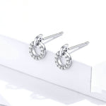 S925 Sterlingsilber Kleine Kreis Ohrringe Platinbeschichtet Zirkon Silber Ohrringe, SCE767